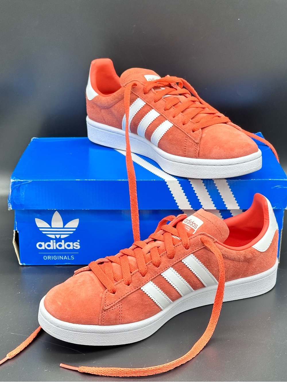 Size 8.5 Adidas Original Campus Trace Mens Scarlet Red White Suede DB0984 OG Box
